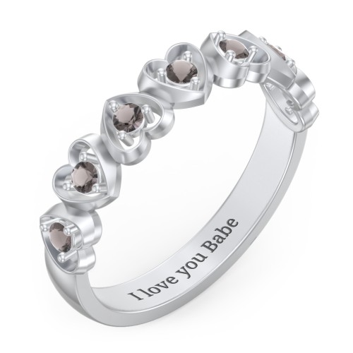 Multi-Heart Ring with Birthstones