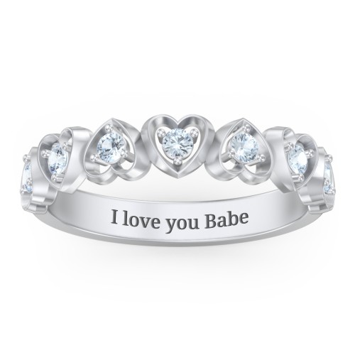 Multi-Heart Ring with Birthstones