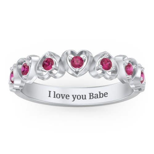 Multi-Heart Ring with Birthstones