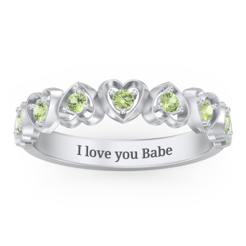 Multi-Heart Ring with Birthstones