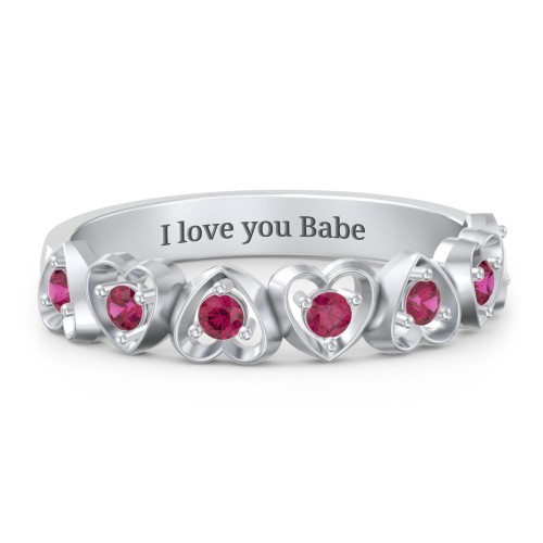 Multi-Heart Ring with Birthstones