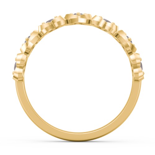 Multi-Heart Ring with Birthstones – 18K Gold Plated Silver with Smokey Quartz