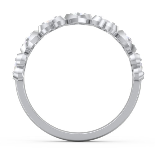 Multi-Heart Ring with Birthstones – Sterling Silver with Opal