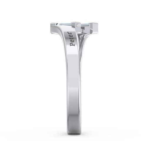 Engravable Slanted Baguette Ring