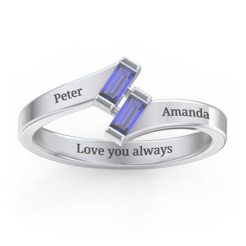 Engravable Slanted Baguette Ring