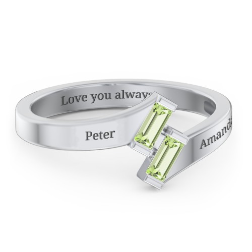 Engravable Slanted Baguette Ring