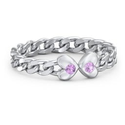 Curb Link Chain Heart Ring