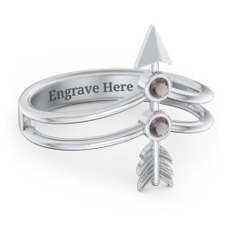 Cupid's Arrow Ring in 925 Sterling Silver with Smokey Quartz