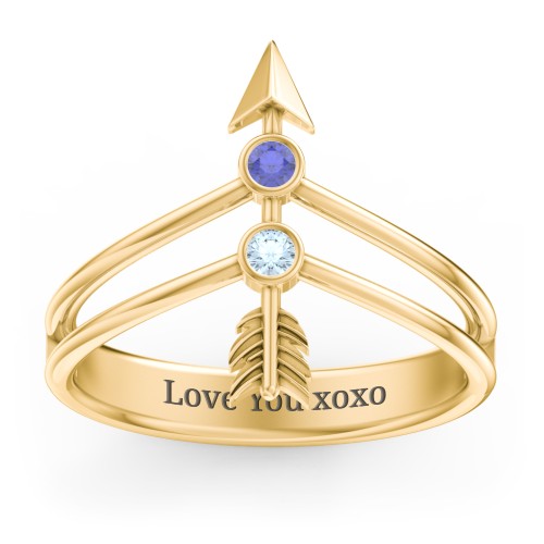 Cupid's Arrow Ring – 9kt Yellow Gold with Blue Sapphire and Blue Topaz