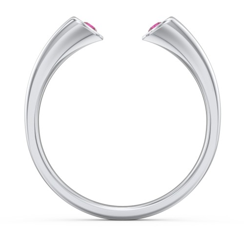 Engravable Open Cuff Heart Ring with Gemstones