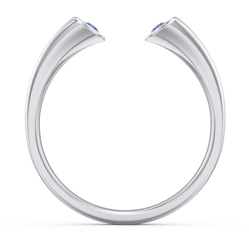 Engravable Open Cuff Heart Ring with Gemstones