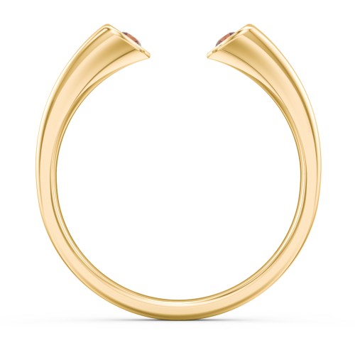 Engravable Open Cuff Heart Ring with Gemstones – 18K Gold Plated Silver with Garnet
