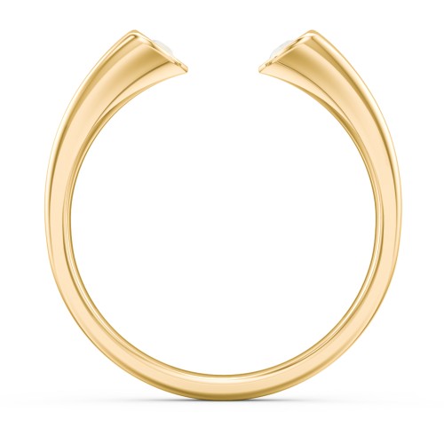 Engravable Open Cuff Heart Ring with Gemstones – 18K Gold Plated Silver with Opal