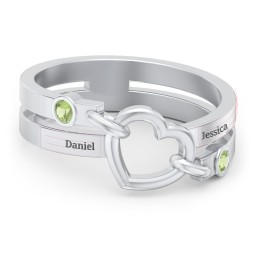 Engravable Diagonal Open Heart Ring