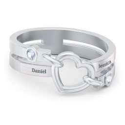 Engravable Diagonal Open Heart Ring