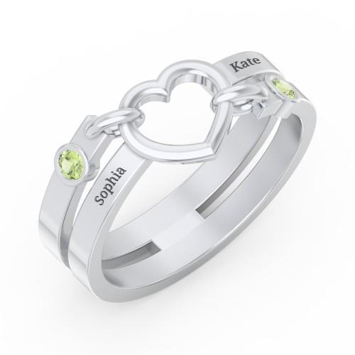 Engravable Diagonal Open Heart Ring