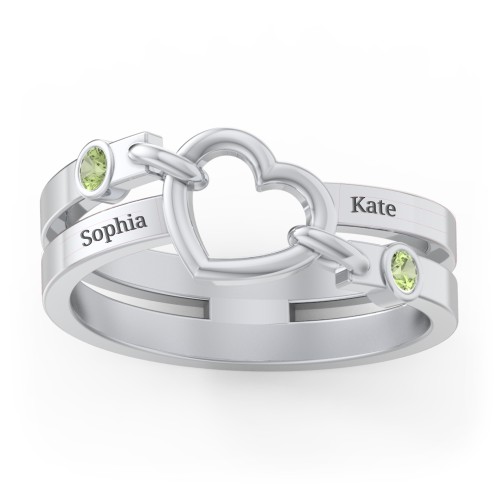 Engravable Diagonal Open Heart Ring