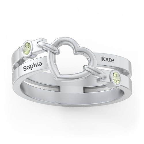 Engravable Diagonal Open Heart Ring