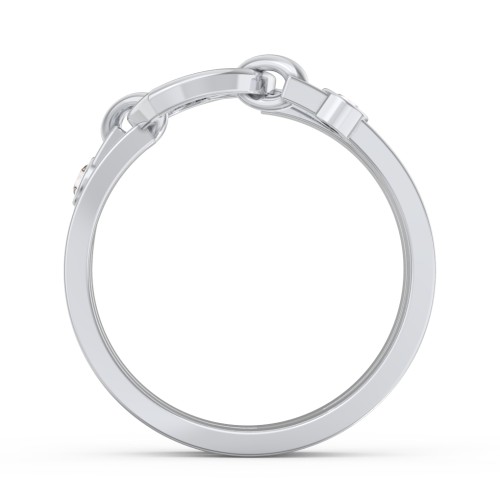 Engravable Diagonal Open Heart Ring – Sterling Silver with Cubic Zirconia