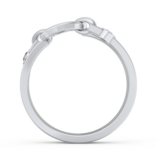 Engravable Diagonal Open Heart Ring – Sterling Silver with Alexandrite