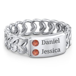 Heart Chain Link Ring with Nameplate