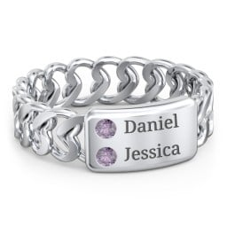 Heart Chain Link Ring with Nameplate