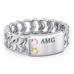 Heart Chain Link Ring with Nameplate