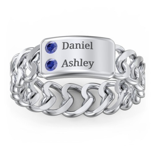 Heart Chain Link Ring with Nameplate