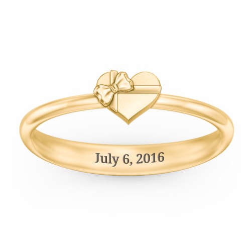 Heart Shaped Ring with Bow – 9kt Yellow Gold