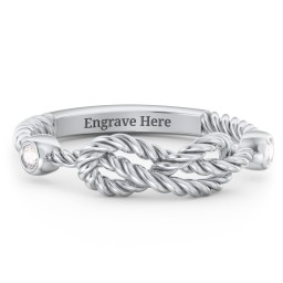 Rope Infinity Ring with Gemstones in 925 Sterling Silver with Cubic Zirconia
