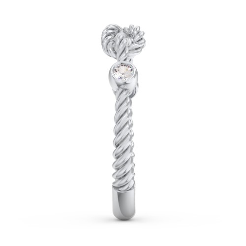 Rope Infinity Ring with Gemstones – Sterling Silver with Cubic Zirconia