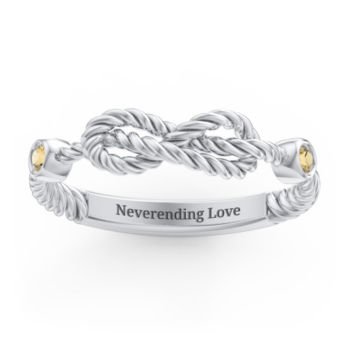 Rope Infinity Ring with Gemstones
