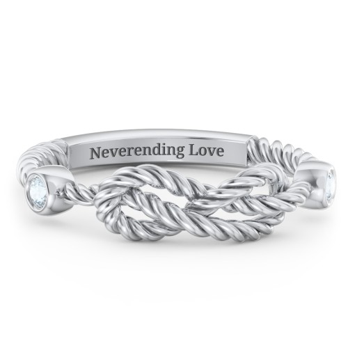 Rope Infinity Ring with Gemstones