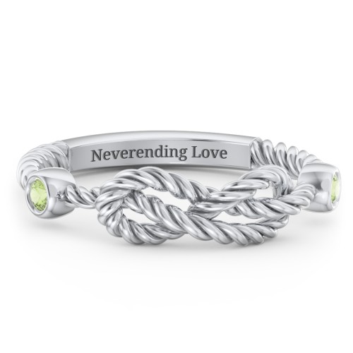 Rope Infinity Ring with Gemstones