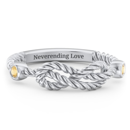 Rope Infinity Ring with Gemstones