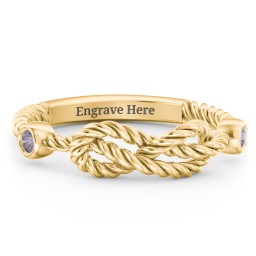 Rope Infinity Ring with Gemstones in 18K Gold Plated Silver with Alexandrite