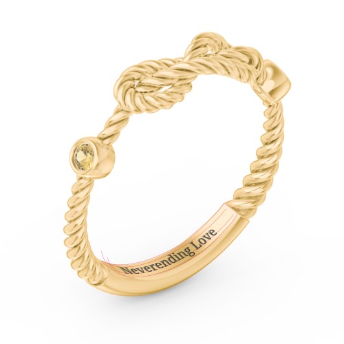 Rope Infinity Ring with Gemstones – 18K Gold Plated Silver with Citrine