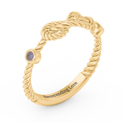 Rope Infinity Ring with Gemstones – 18K Gold Plated Silver with Alexandrite