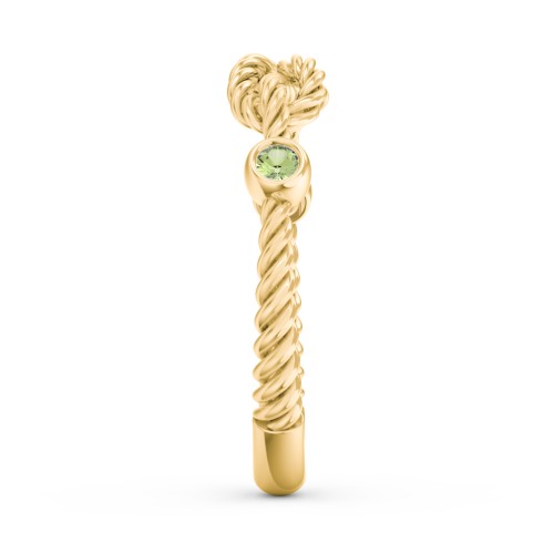 Rope Infinity Ring with Gemstones – 18K Gold Plated Silver with Peridot