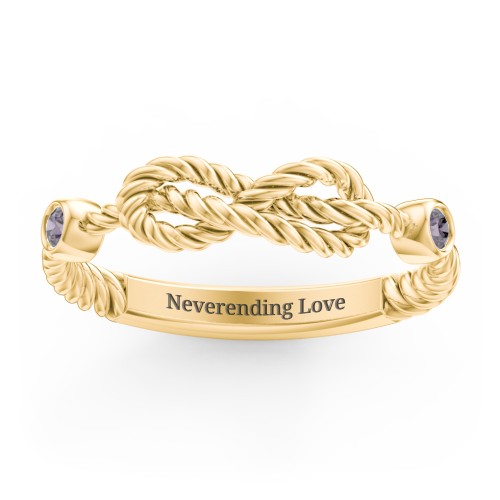 Rope Infinity Ring with Gemstones – 18K Gold Plated Silver with Alexandrite