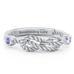 Rope Infinity Ring with Gemstones – 9kt Yellow Gold with Blue Sapphire