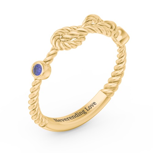 Rope Infinity Ring with Gemstones – 9kt Yellow Gold with Blue Sapphire