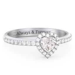Halo Heart Ring with Accented Band