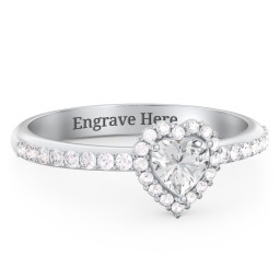 Halo Heart Ring with Accented Band