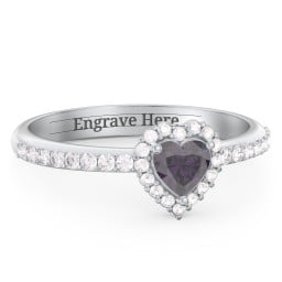 Halo Heart Ring with Accented Band