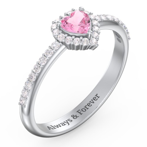 Halo Heart Ring with Accented Band