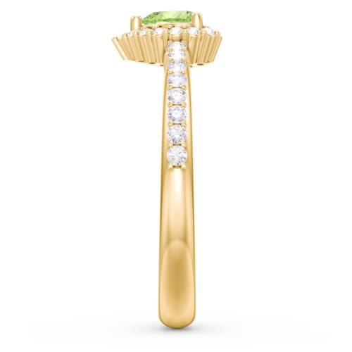 Halo Heart Ring with Accented Band – 18K Gold Plated Silver with Peridot and White Premium Zirconia