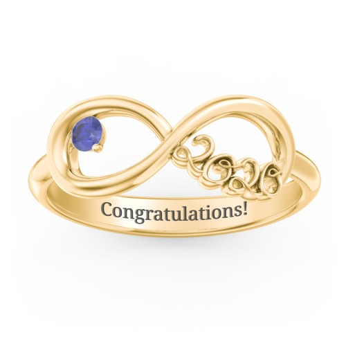 2020 Infinity Ring with Birthstone – 9kt Yellow Gold with Blue Sapphire