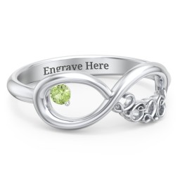 2020 Infinity Ring with Birthstone in 925 Sterling Silver with Peridot