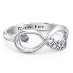 2020 Infinity Ring with Birthstone in 925 Sterling Silver with Alexandrite